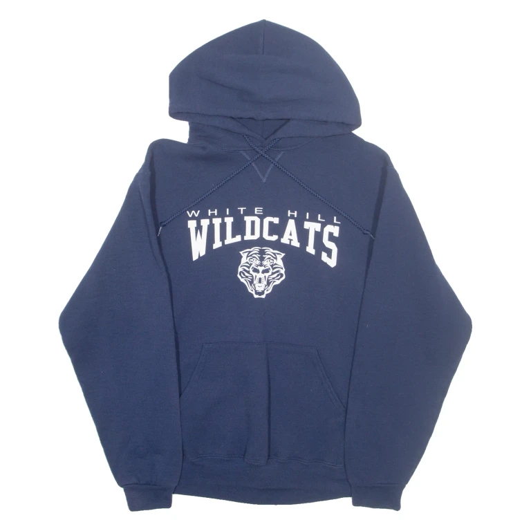 RUSSELL ATHLETIC White Hills Wildcats Mens Blue Hoodie USA M