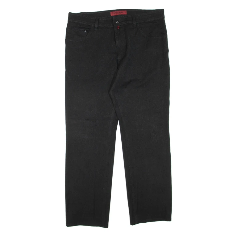 PIERRE CARDIN Mens Trousers Black Regular Tapered W36 L31