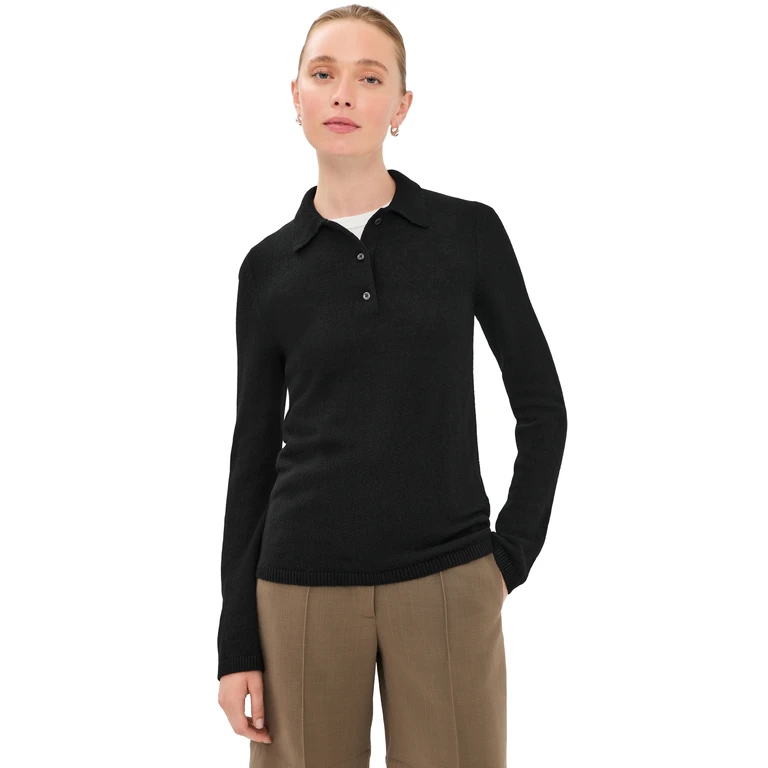 Laurel Cashmere Polo Sweater Black XS
