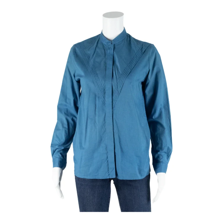 VIA Womens Shirt Blue Collared Long Sleeve 90s S