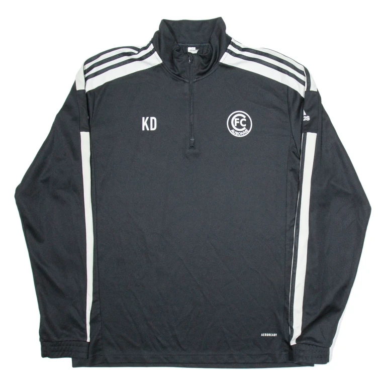 ADIDAS Aubonne FC Mens Sweatshirt Black 1/4 Zip XL
