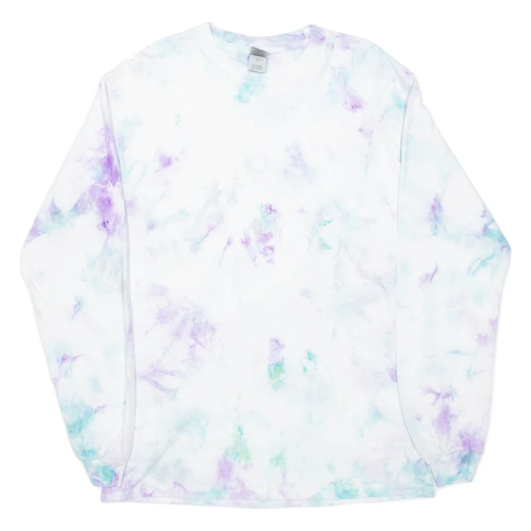 GILDAN Mens Tie Dye T-Shirt White Long Sleeve M