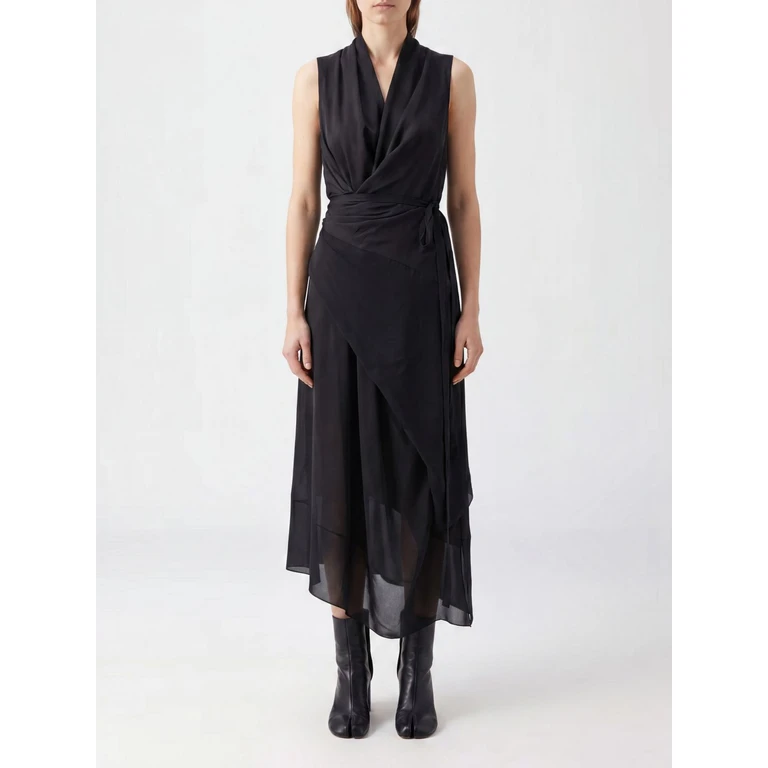 Asymmetric Viscose Midi Dress with Draped Waist (S29DD0066M35850900)