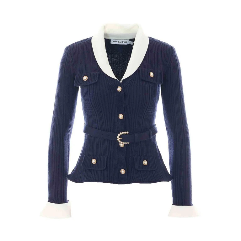 Self Portrait Cardigan - Bleu (131CNAVY)