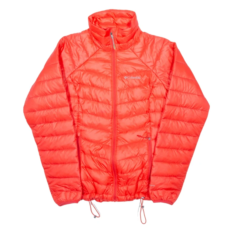 COLUMBIA Down Insulated Womens Puffer Coat Red Nylon S