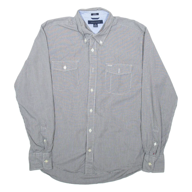 TOMMY HILFIGER Mens Shirt Black Check Long Sleeve L