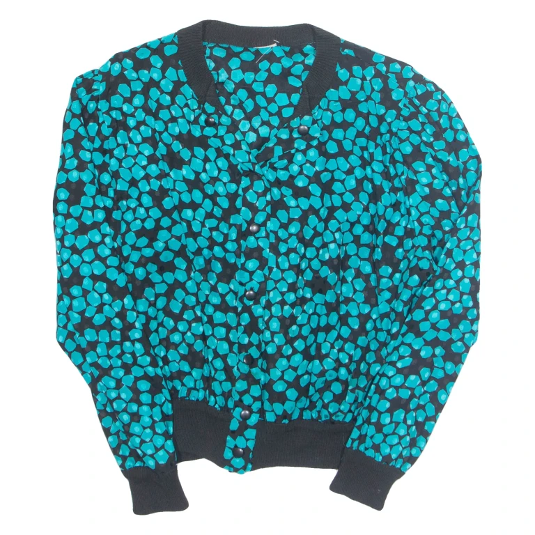 Womens Printed Blouse Blue V-Neck Long Sleeve Spotted XL
