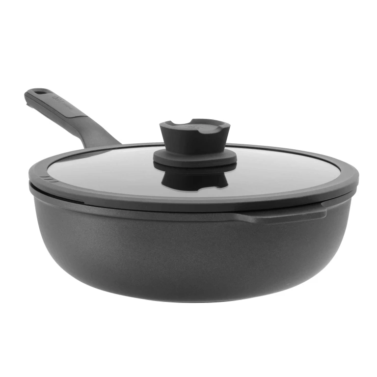 Leo Stone+ Nonstick Ceramic 11" Wok Pan with Lid 4.6qt, Recycled