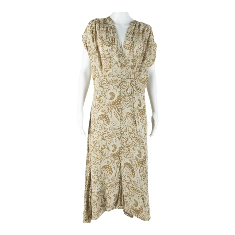 ULF ANDERSSON Womens Maxi Dress Brown Paisley Short Sleeve Long L
