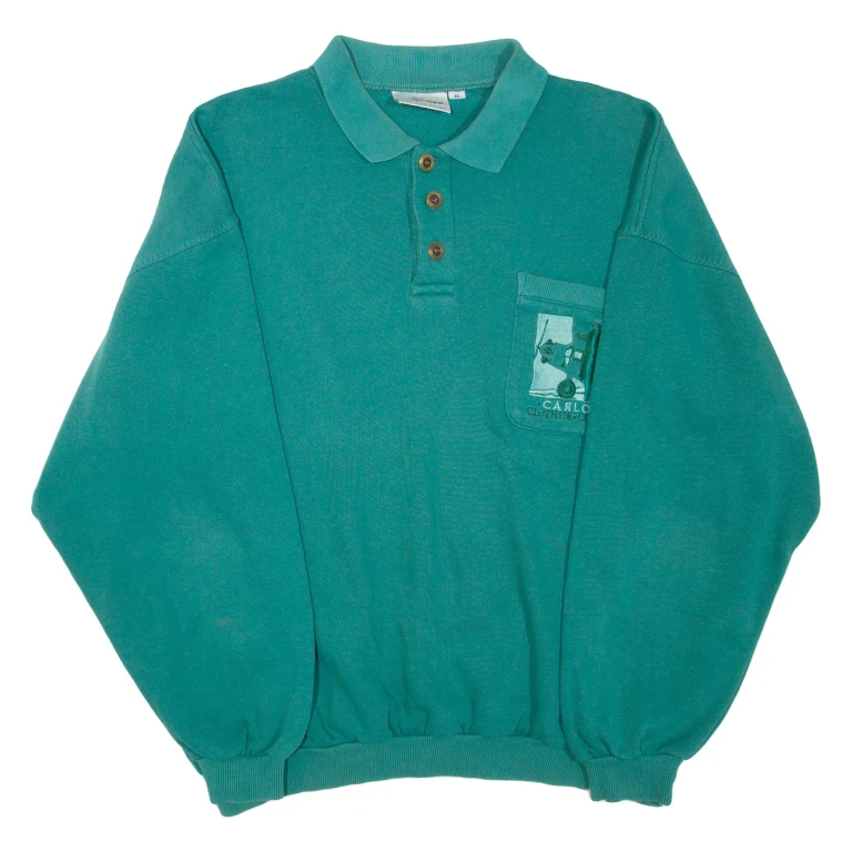 KARLOFF Mens Sweatshirt Green Collared M