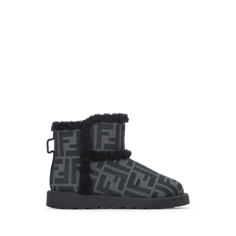 Fendi Kids Bootie Tessuto Jacquard Ff Beigemarrone Leather / Sole: Rubber Stivali