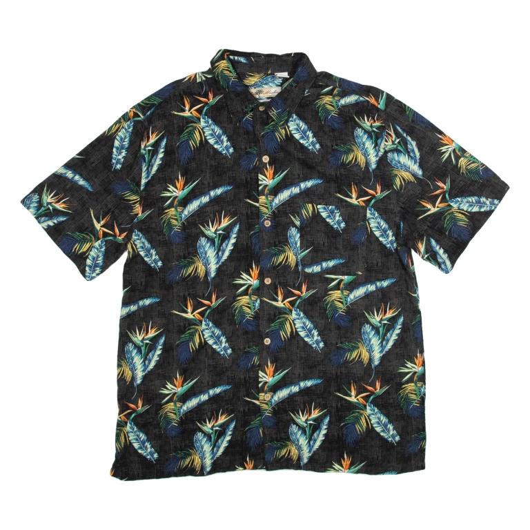 JOE MARLIN Comfort Fit Mens Hawaiian Shirt Black Floral XL