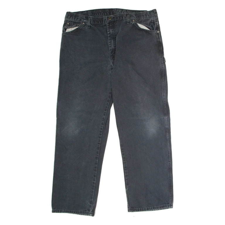 DICKIES Workwear Carpenter Mens Canvas Trousers Black Regular Straight W40 L32