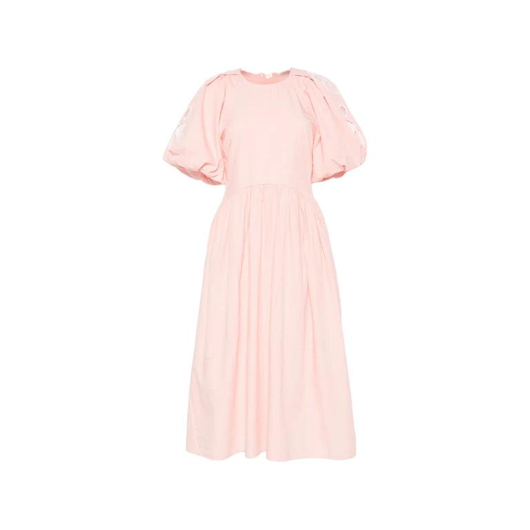 Broderie-anglaise Puff-sleeve Dress