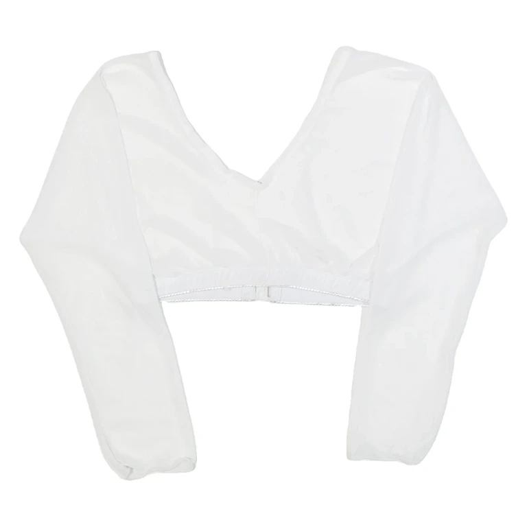 Womens Cropped Top White V-Neck Long Sleeve XS