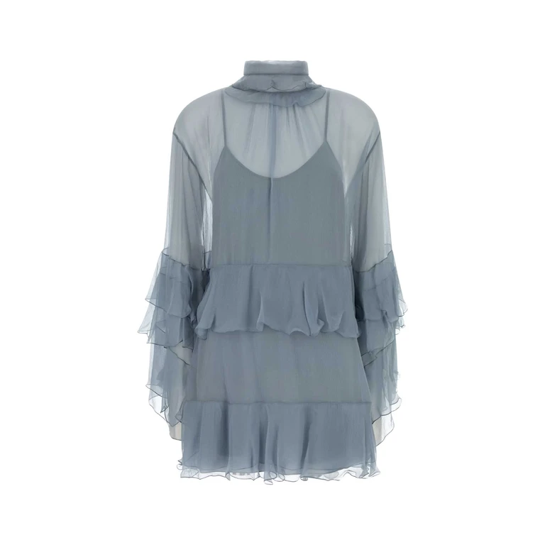 Chloé Powder Blue Crepe Dress Sandyblack Abiti - Women