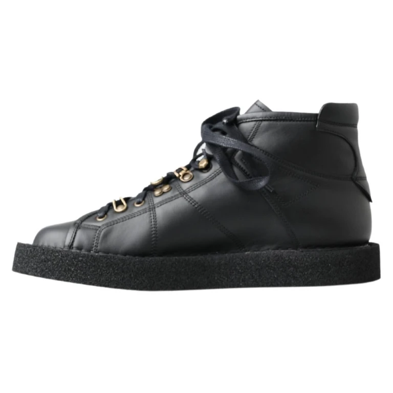 Dolce & Gabbana Black Leather Slip On Stretch Boots - Men