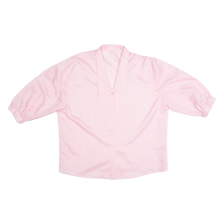Womens Blouse Shirt Pink Collared 90s L