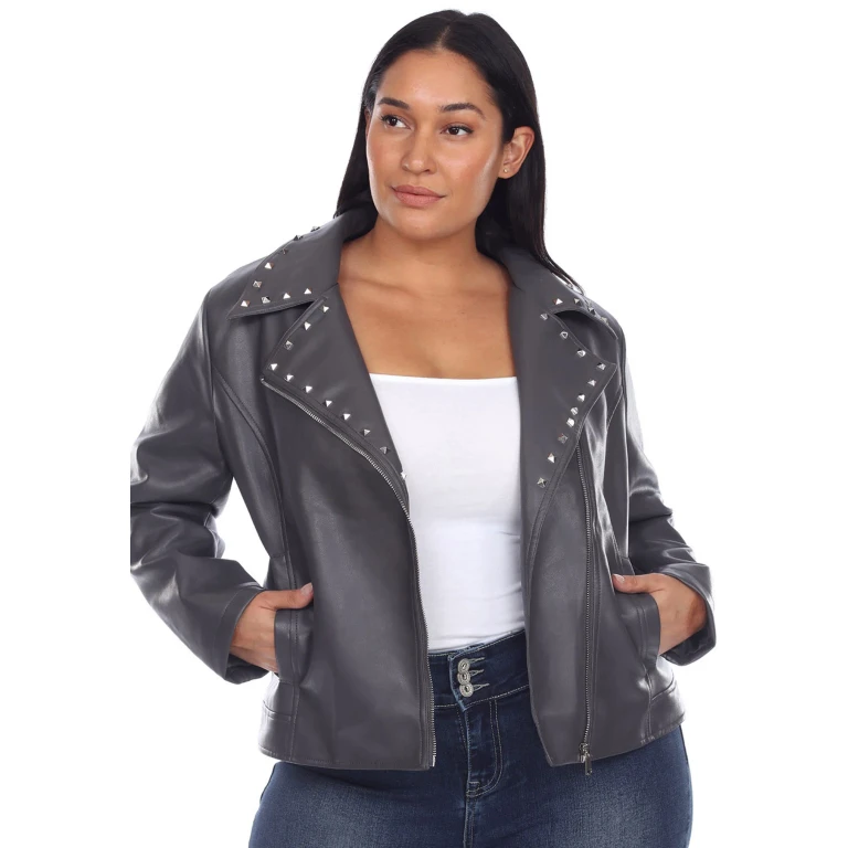 Women's Plus Size PU Faux Leather Jacket