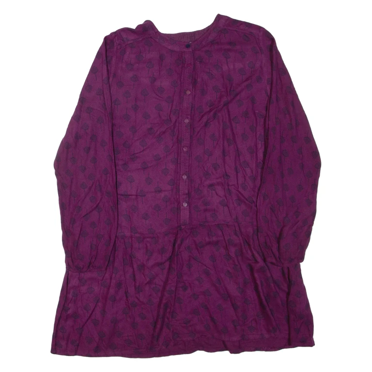 WHITE STUFF Womens Mini Dress Purple Viscose Floral Long Sleeve Short UK 14