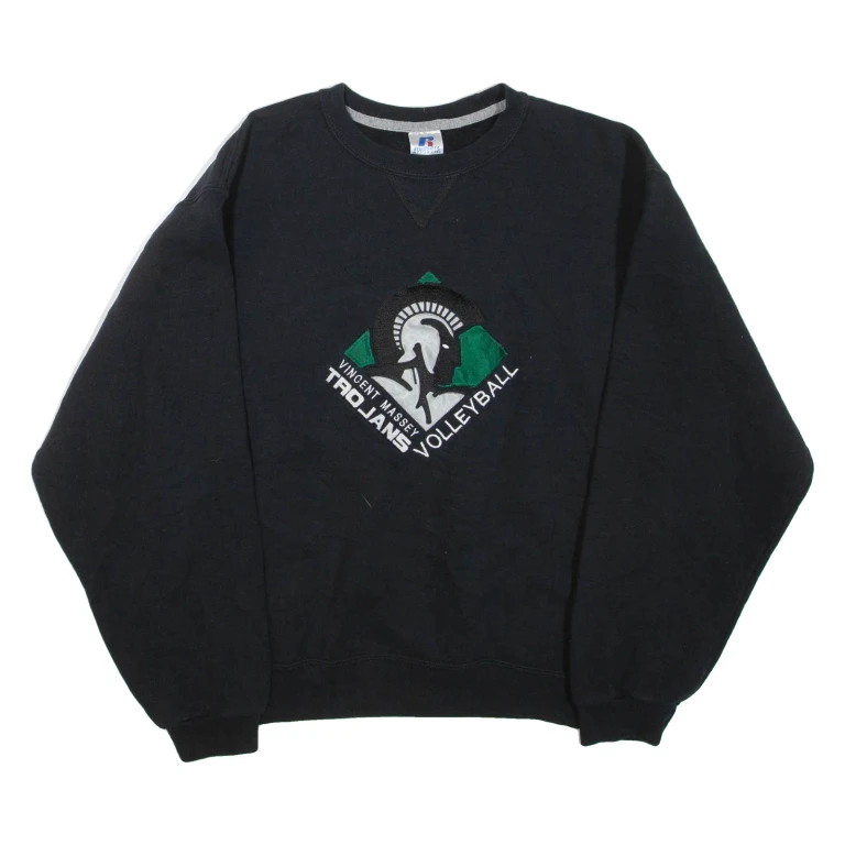 RUSSELL ATHLETIC Volleyball Mens Sweatshirt Black Crew Neck L
