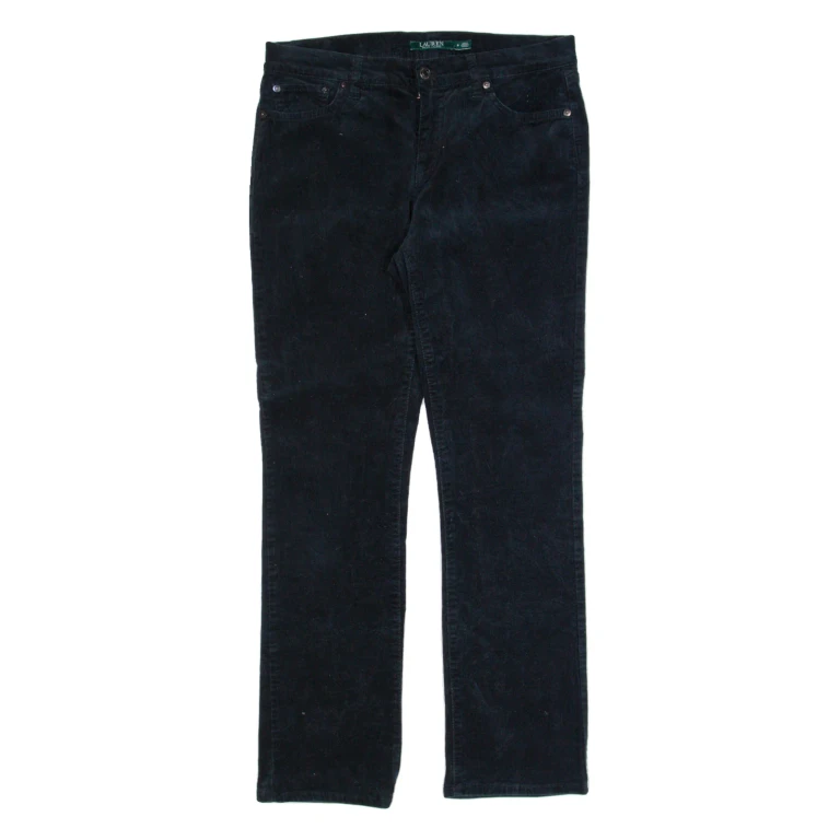 LAUREN RALPH LAUREN Womens Corduroy Trousers Black Slim Straight W30 L30