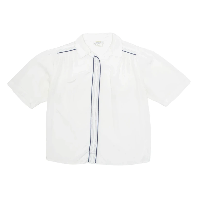 ELITE Womens Blouse White Collared M