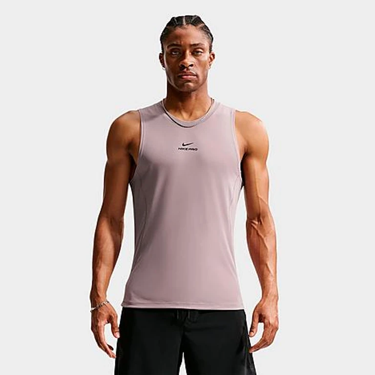 Nike Men's Pro Dri-FIT Training Tank Top in Light Violet Ore/Black Size: Small