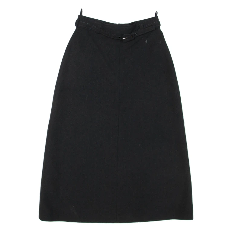 MAD PANTS Belted Womens A-Line Skirt Black Knee Length Wool XXS