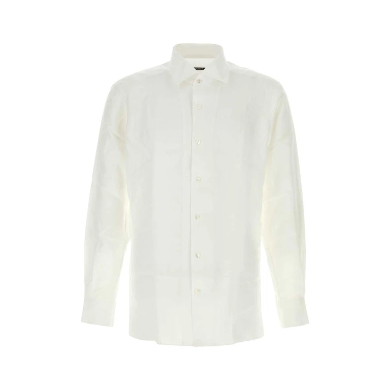 Zegna White Linen Shirt 014g Exterior: Camicie - Men