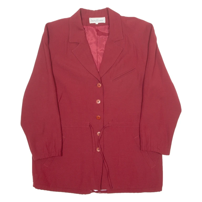 HEXAGON Womens Blazer Jacket Red Wool 90s M