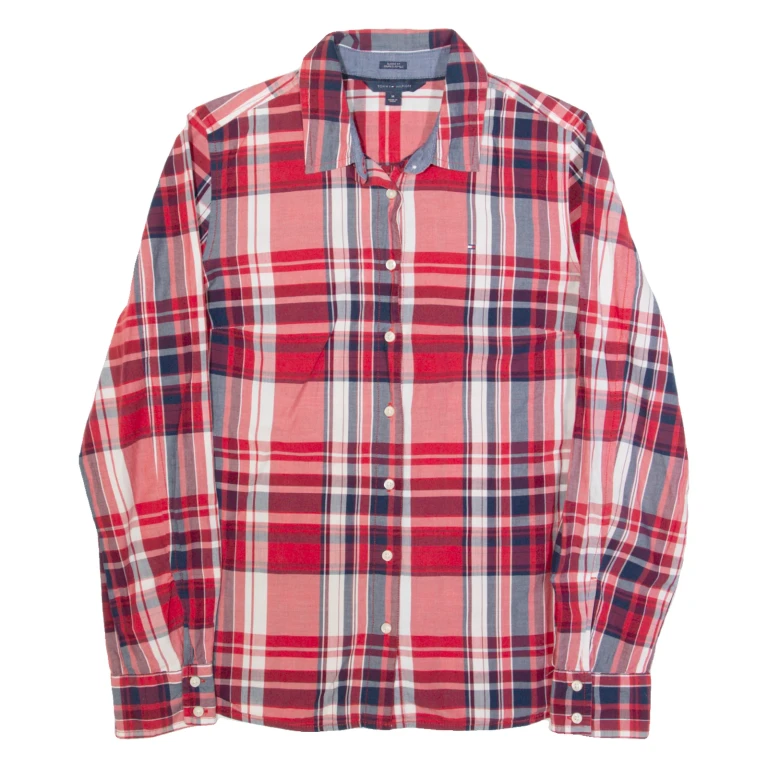 TOMMY HILFIGER Womens Shirt Red Plaid Long Sleeve M