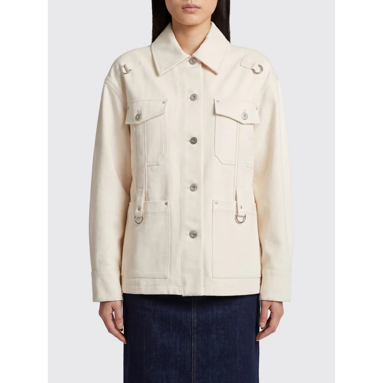 Slim Fit Cotton Shirt Jacket with Metal Ring Detail (SS26SH01TT0077GR03)