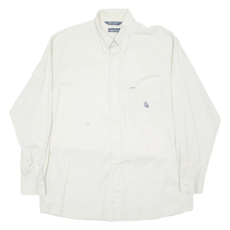NAUTICA Mens Plain Shirt Beige Long Sleeve L