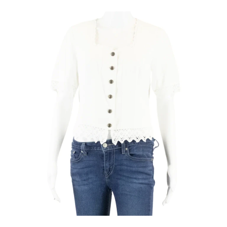 ROSE BLUSEN Womens Cropped Shirt White S