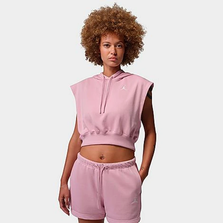 Jordan Women's Brooklyn Fleece French Terry Top in Iced Carmine/White Size: XS