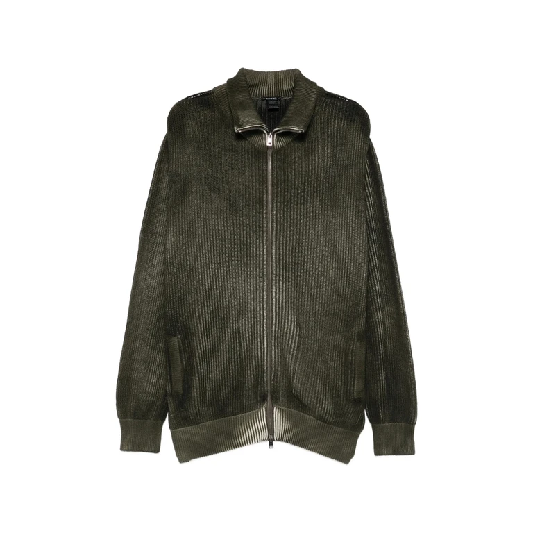 Avant Toi Ribbed-knit Zip-up Sweater