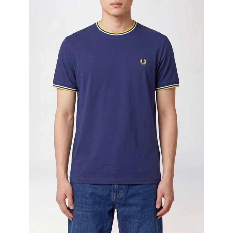 Slim Fit Cotton T-shirt with Contrast Trims and Embroidered Logo (FPM1588V5883B)