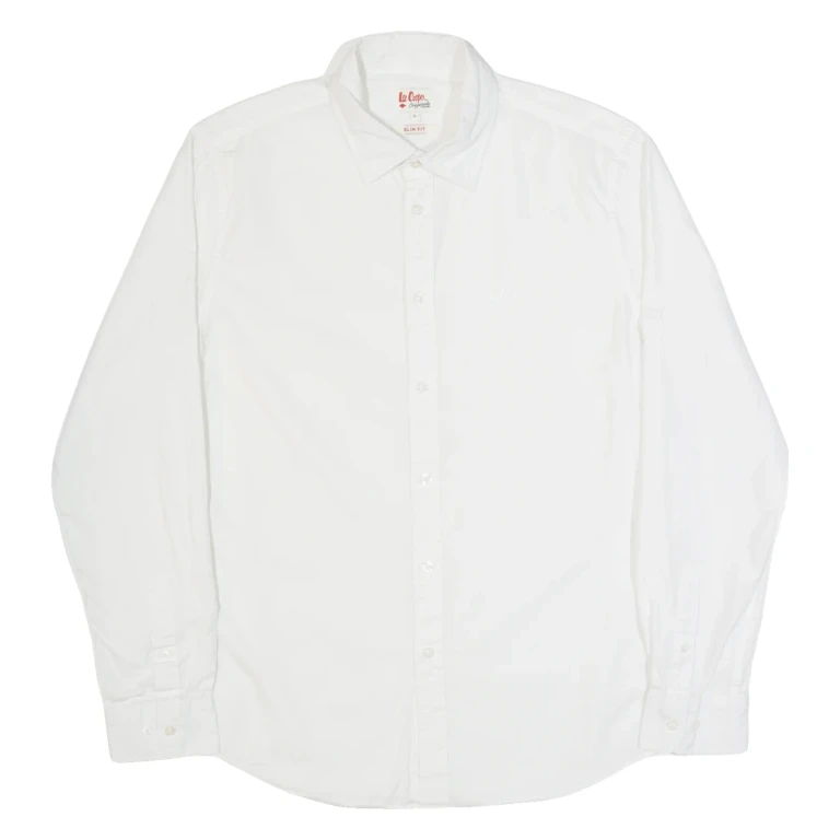 LEE COOPER Slim Fit Mens Plain Shirt White Long Sleeve L