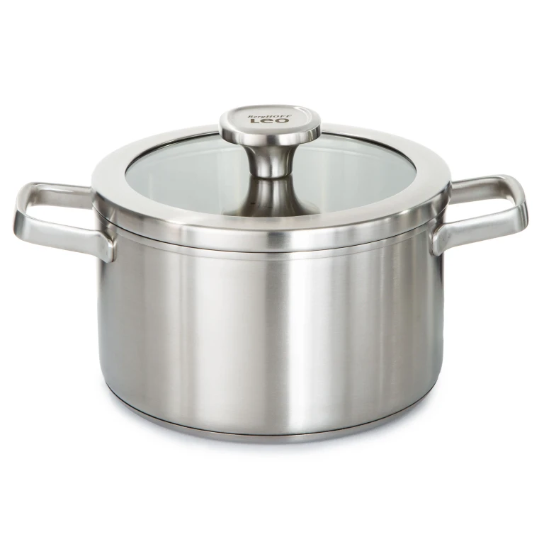 Leo Graphite Recycled 18/10 Stainless Steel Stockpot 8", 3.6qt. With Glass Lid