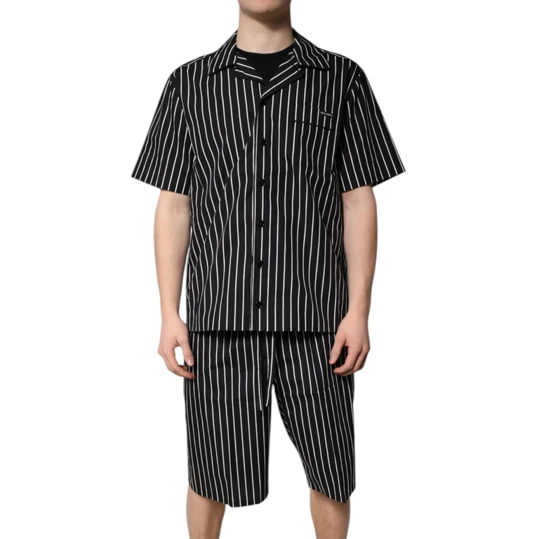 Dolce & Gabbana Black White Stripes Cotton Men Pajama Set Sleepwear And Clothing - Men