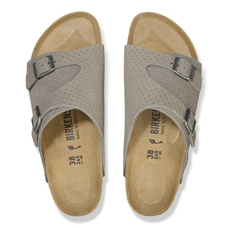 Birkenstock Unisex Zurich Suede Leather Emboss Dots Stone Coin