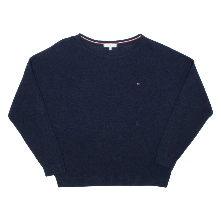 TOMMY HILFIGER Womens Jumper Blue Tight Knit L
