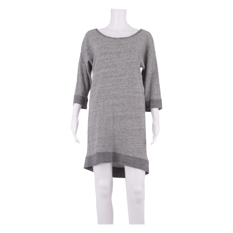 GANNI Womens Jumper Dress Grey Long Sleeve Knee Length M