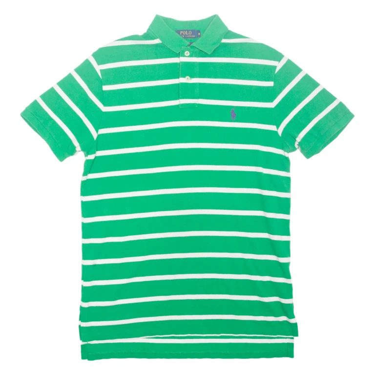 POLO RALPH LAUREN Custom Fit Mens Polo Shirt Green Striped M