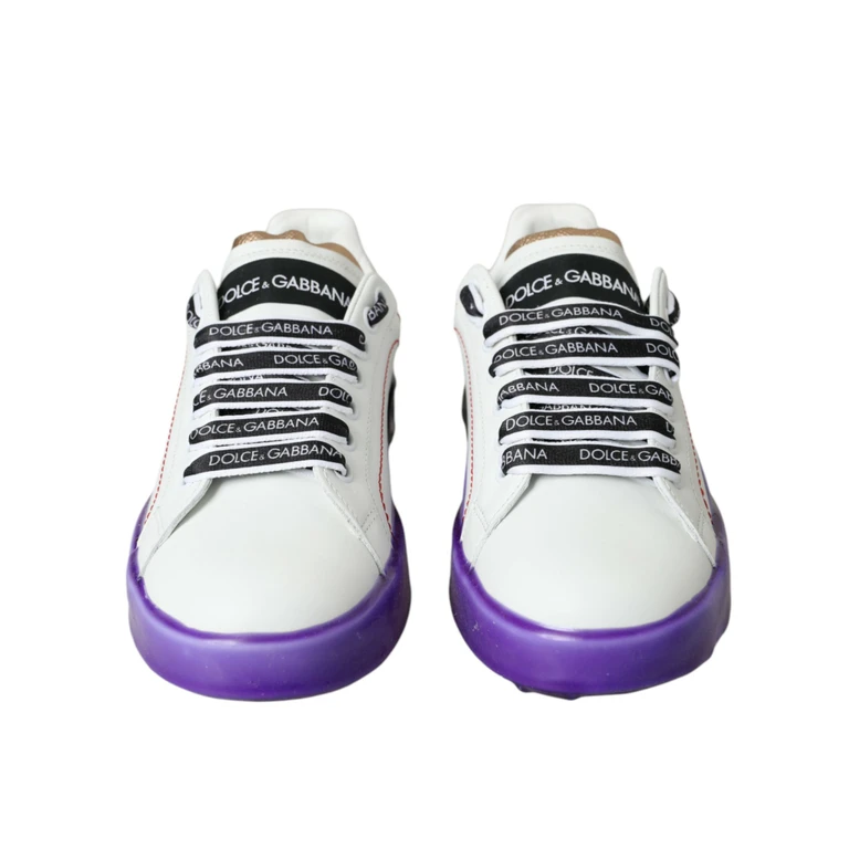 White Leather Portofino Low Top Sneakers Shoes Calf - Women