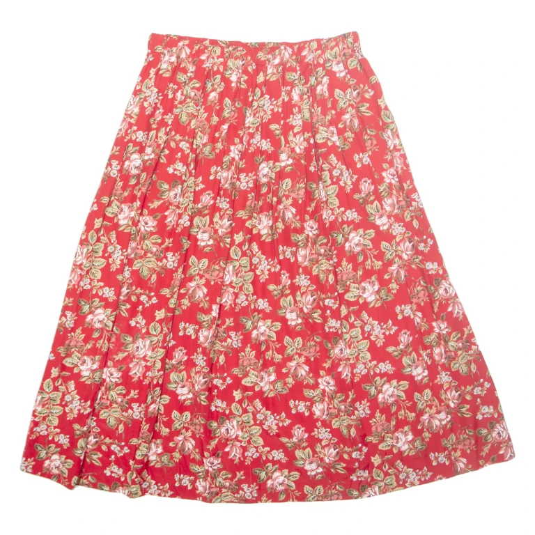 SUSAN BRISTOL Womens A-Line Skirt Red Long Floral XL