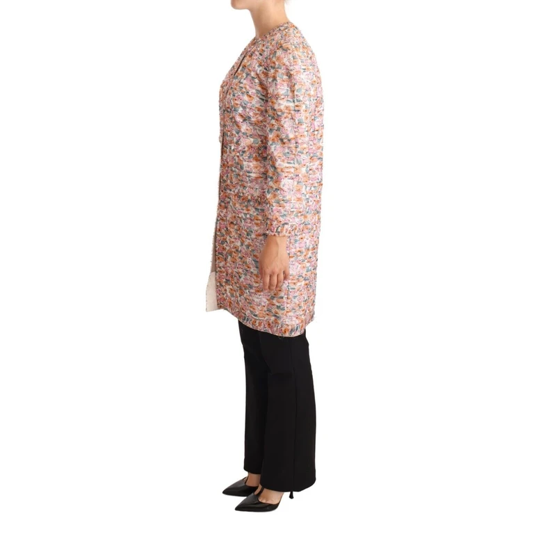 Multicolor Floral Print Silk Trench Coat Jacket Clothing - Women