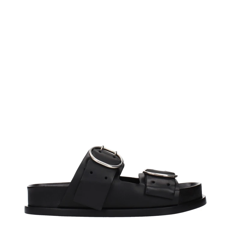 Jil Sander Black Leather Slippers - Women