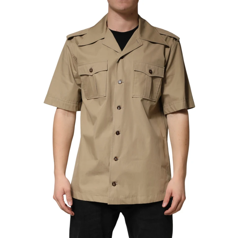 Dolce & Gabbana Brown Pin Up Short Sleeves Men Casual Shirt Cotton - Men
